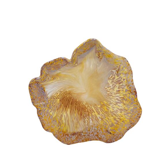 Vintage Murano Italian Glass Hand Blown Gold Open Bud Flower circa 1970s - Picture 4 of 10